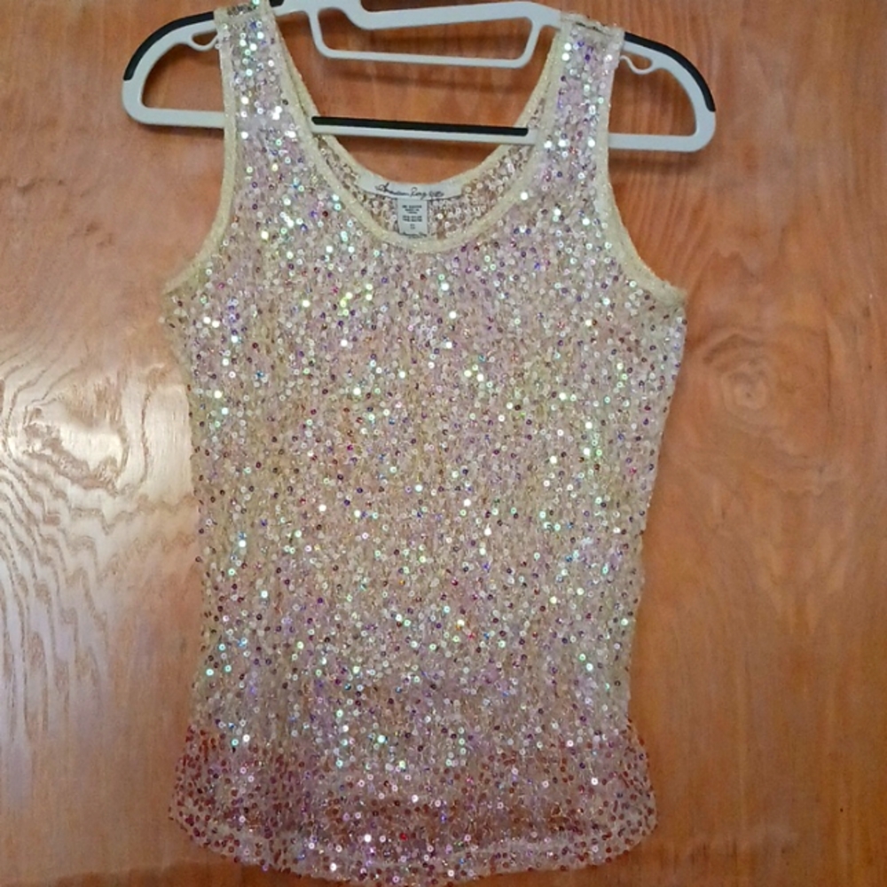 American Rag sequin sparkle mesh tank